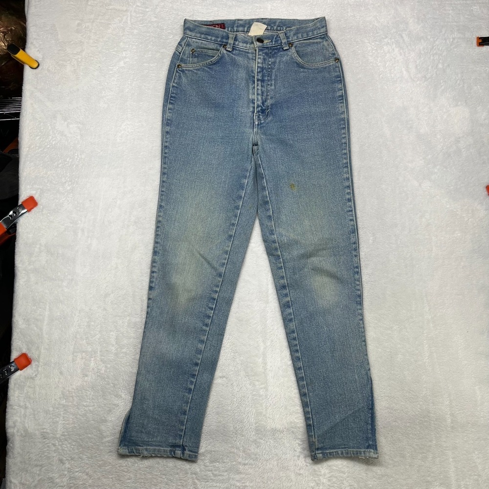 Vintage Sasson Jeans Women's Blue Denim High Rise Ankle Zip Tapered - 26x26